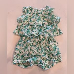 9 Month Mayoral green floral romper